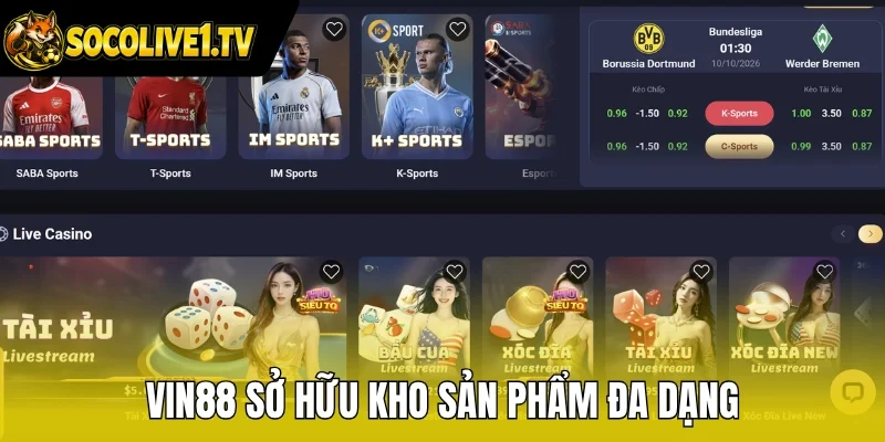 Vin88 sở hữu kho sản phẩm đa dạng 